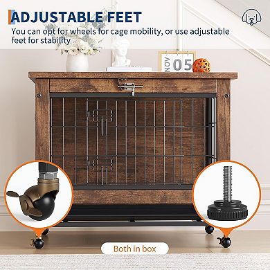 Heavy-Duty Dog Crate Furniture with Double Doors, Modern Dog Cage for Small Medium Dogs
