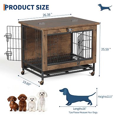 Heavy-Duty Dog Crate Furniture with Double Doors, Modern Dog Cage for Small Medium Dogs