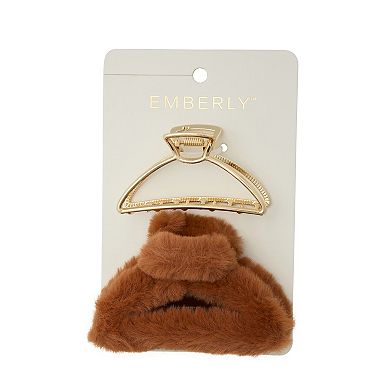 Emberly 2-Pack Metal and Fuzzy Claw Clips