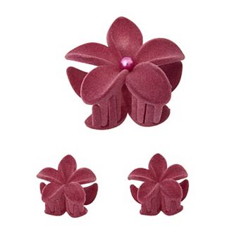Emberly 3-Pack Velvet Flower Claw Clips
