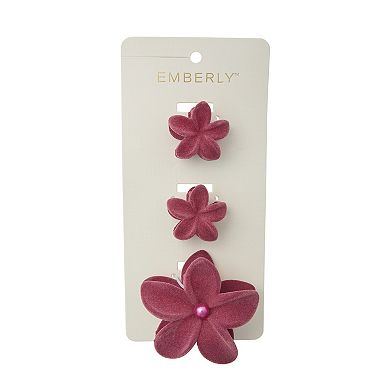 Emberly 3-Pack Velvet Flower Claw Clips