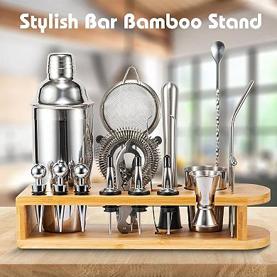 26-Piece Premium Bartender Kit with Stand, Stainless Steel Mixology Set