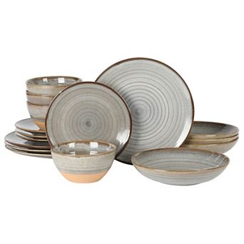 Gibson Elite 16 pc Dreamweaver Double Bowl Terracotta Reactive Dinnerware Set