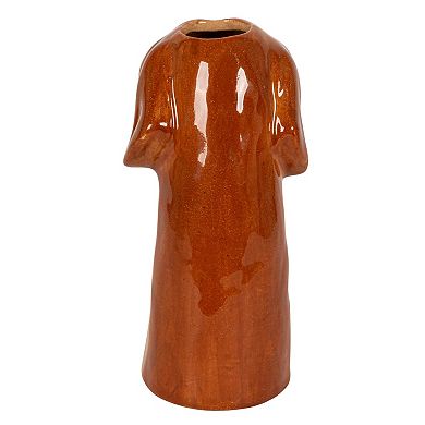 Hello Honey 4-Piece Hand-Painted Stoneware Dog Head Vase, Multicolor