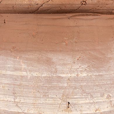 Hello Honey Large Round Terra-cotta Urn, Orange and Whitewashed