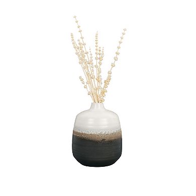 Hello Honey Ombré Ceramic Vase with Reactive Glaze, Black and White