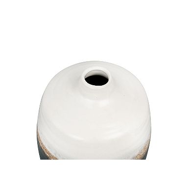 Hello Honey Ombré Ceramic Vase with Reactive Glaze, Black and White