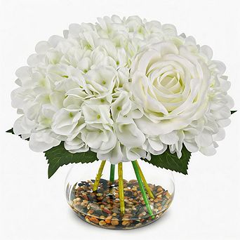 Kaelin Home Artificial Hydrangea Flowers with Vase