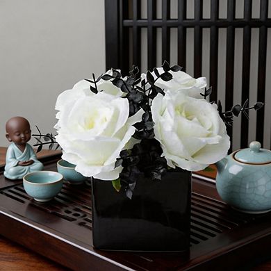 Kaelin Home Artificial Flowers with Small Ceramic Vases