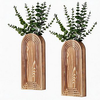 Kaelin Home 2 Pack Wooden Wall Vase Set