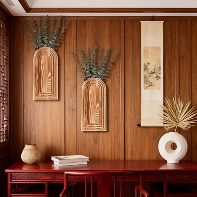 Kaelin Home 2 Pack Wooden Wall Vase Set