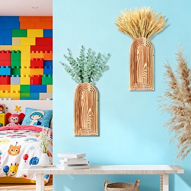 Kaelin Home 2 Pack Wooden Wall Vase Set