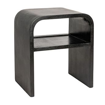 Hello Honey Modern Waterfall Edge Mango Wood End Table with Shelf