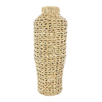 Hello Honey 22"H Handwoven Water Hyacinth & Rattan Floor Vase