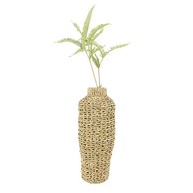 Hello Honey 22"H Handwoven Water Hyacinth & Rattan Floor Vase