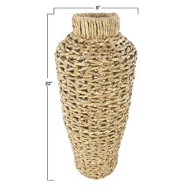 Hello Honey 22"H Handwoven Water Hyacinth & Rattan Floor Vase