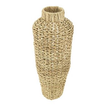 Hello Honey 30"H Handwoven Water Hyacinth & Rattan Floor Vase
