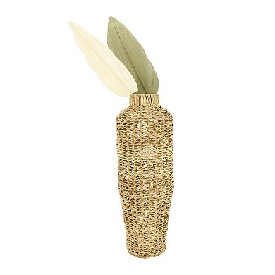 Hello Honey 30"H Handwoven Water Hyacinth & Rattan Floor Vase