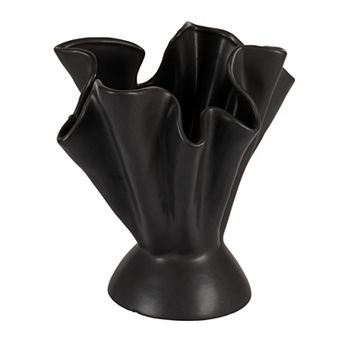 Hello Honey Stoneware Ruffled Vase with Reactive Glaze