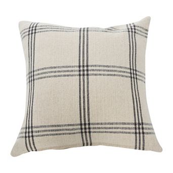 Hello Honey Square Plaid Cotton Pillow Cover, Grey