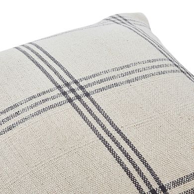 Hello Honey Square Plaid Cotton Pillow Cover, Grey