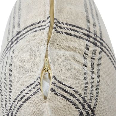 Hello Honey Square Plaid Cotton Pillow Cover, Grey
