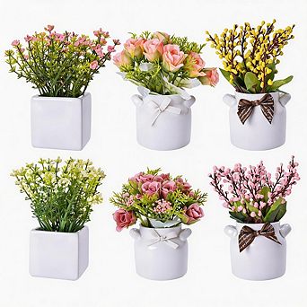 Kaelin Home 6 pc Artificial Flowers with Ceramic Pot