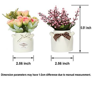 Kaelin Home 6Pcs Artificial Flowers with Ceramic Pot