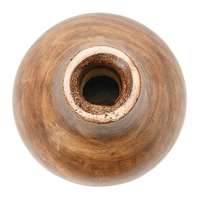 Hello Honey Round Decorative Paulownia Wood Pedestal Vase, Brown