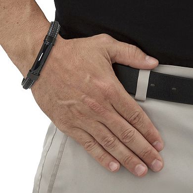 Men's Natural Black Onyx Black Ruthenium-Plated Magnetic Bracelet 9-inch