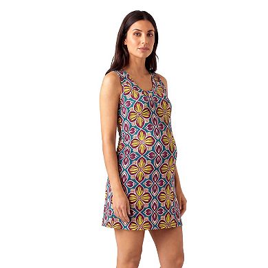 Maternity 24Seven Comfort Apparel Floral Print Sleeveless Shift Dress
