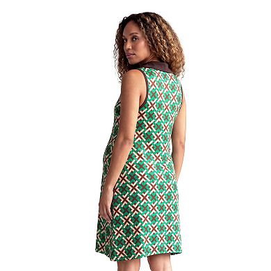 Maternity 24Seven Comfort Apparel Sleeveless Collared Knee Length Dress