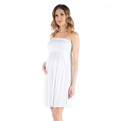 Maternity 24Seven Comfort Apparel Strapless Pleated Empire Waist Flared Mini Dress