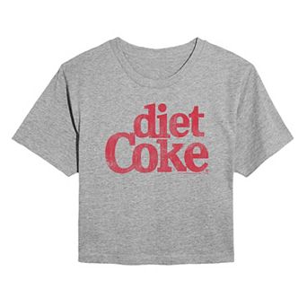 Juniors' Diet Coke Logo Distressed Cropped Tee