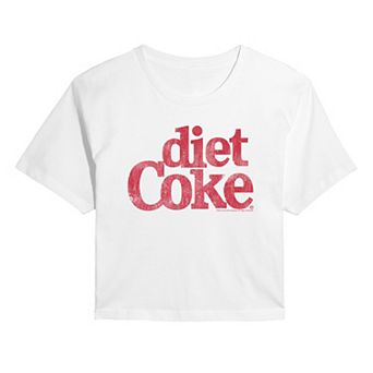 Juniors' Diet Coke Logo Distressed Cropped Tee