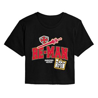 Juniors' Masters Of The Universe He-Man Patches Cropped Tee
