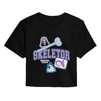 Juniors' Masters Of The Universe Skeletor Patches Cropped Tee