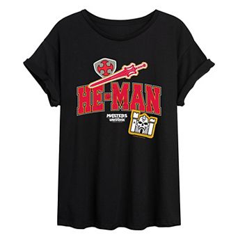 Juniors' Masters Of The Universe He-Man Patches Oversized Tee