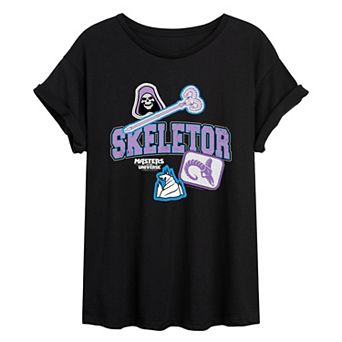 Juniors' Masters Of The Universe Skeletor Patches Oversized Tee
