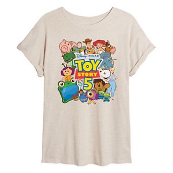 Juniors' Disney / Pixar's Toy Story 5 Characters Collage Oversized Tee