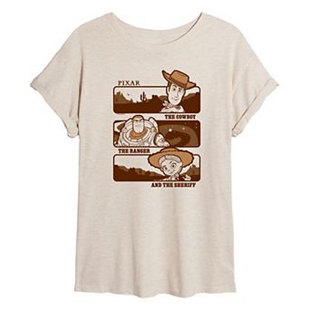 Juniors' Disney / Pixar's Toy Story 5 The Cowboy, The Ranger & The Sheriff Oversized Tee