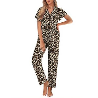 Ekouaer Pajamas for Women Set Button Up Sleepwear Cute Pjs Ruffle Sleeve Notch Collar Lounge Sets