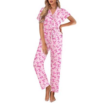 Ekouaer Pajamas for Women Set Button Up Sleepwear Cute Pjs Ruffle Sleeve Notch Collar Lounge Sets