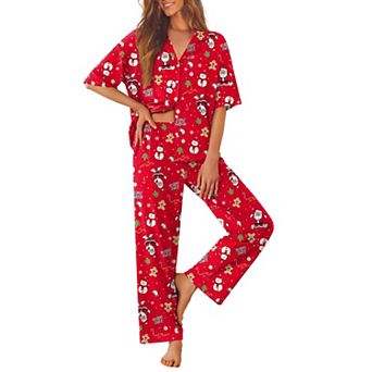 Ekouaer Women Pajamas Set Button Down Sleepwear Short Sleeve Pjs Soft Nightwear with Long Pants