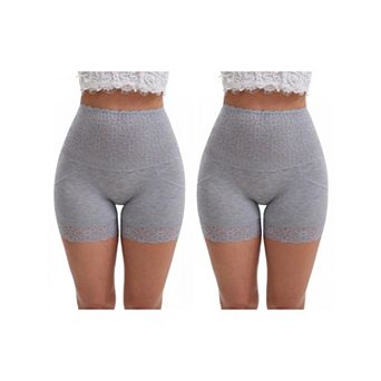 2 Packs Women's Wide Lace Trim High-Waisted Shaping Panties Tummy Control Hip-Lifting Shapewear