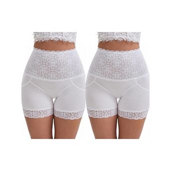 2 Packs Women's Wide Lace Trim High-Waisted Shaping Panties Tummy Control Hip-Lifting Shapewear