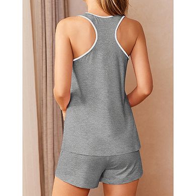 Ekouaer Womens Tank Top Pajama Set Comfy Sleeveless Sleepwear Racerback Cami and Shorts Pjs 2 Piece
