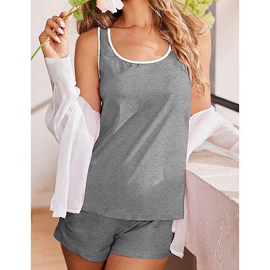Ekouaer Womens Tank Top Pajama Set Comfy Sleeveless Sleepwear Racerback Cami and Shorts Pjs 2 Piece
