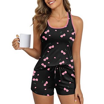 Ekouaer Womens Tank Top Pajama Set Comfy Sleeveless Sleepwear Racerback Cami and Shorts Pjs 2 pc