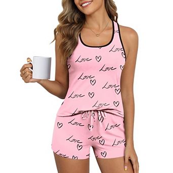 Ekouaer Womens Tank Top Pajama Set Comfy Sleeveless Sleepwear Racerback Cami and Shorts Pjs 2 pc